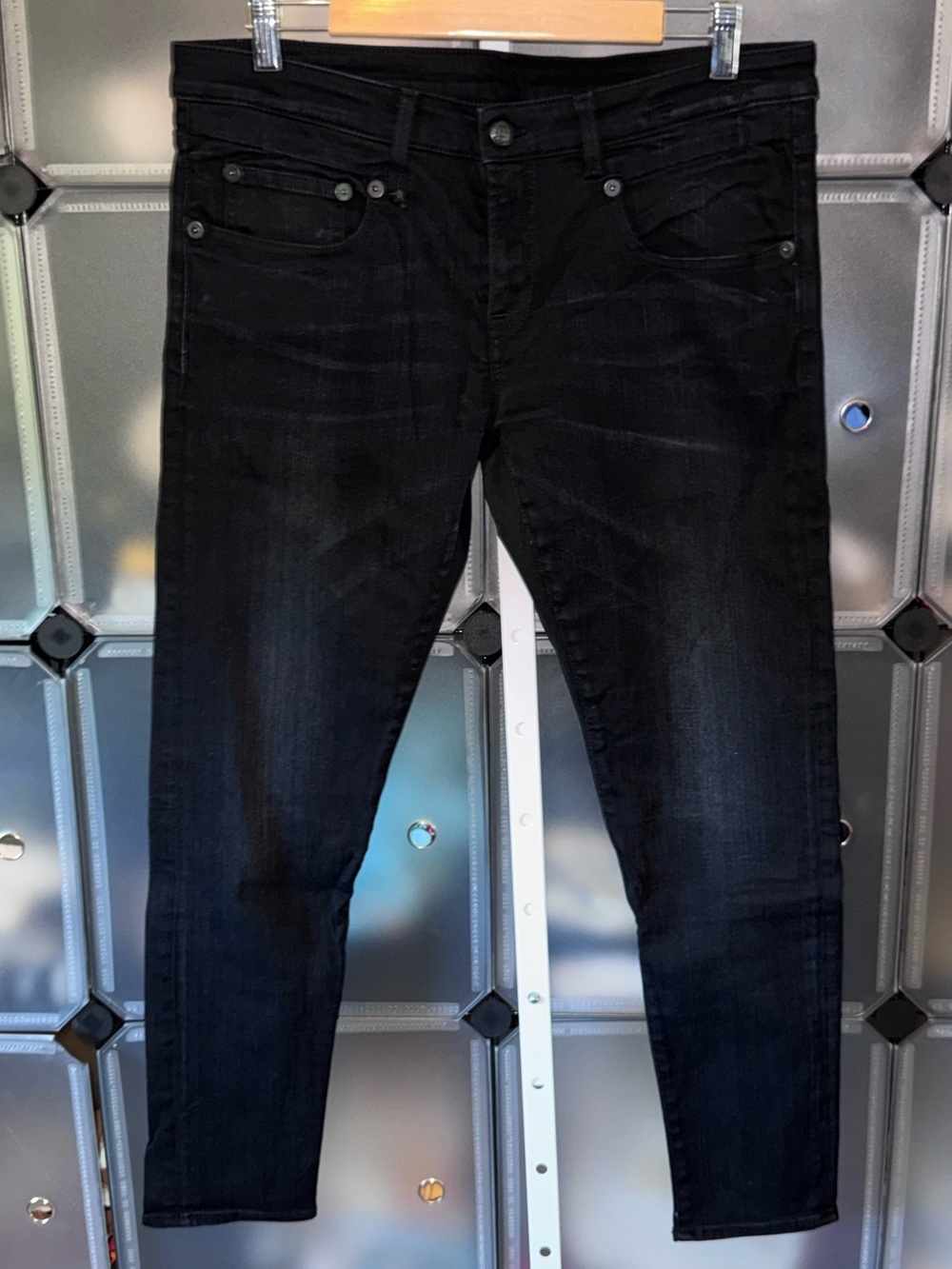 R13 Boy Skinny Jeans Barron Black Distressed Made in Italy R13W0086-73 Size 31